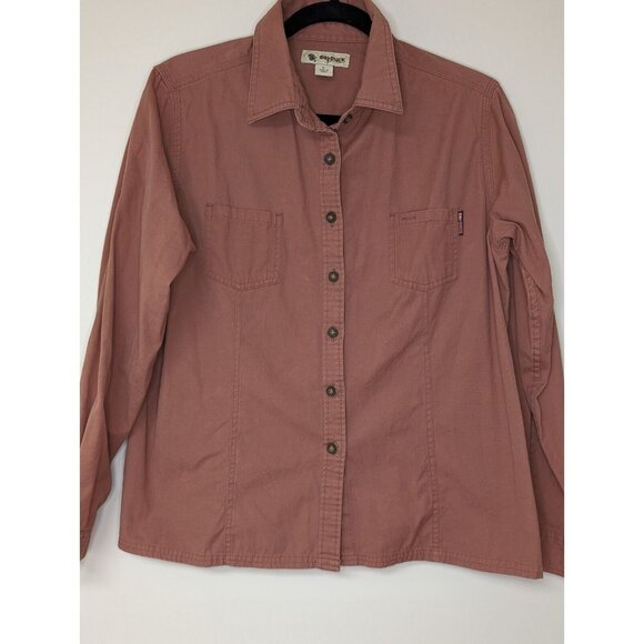 Dri Duck for Her Long Sleeve Shirt Size L Cotton Button Up Top Roll Tab - Picture 1 of 8